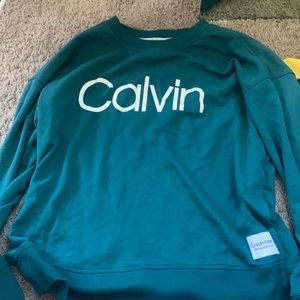 Green Calvin Klein sweater with Slits